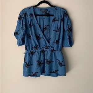 French Connection - blue silk peplum top